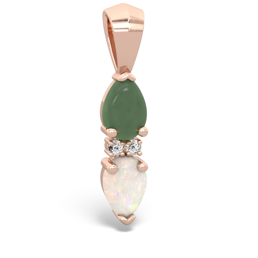 Jade Bowtie Drop 14K Rose Gold pendant P0865