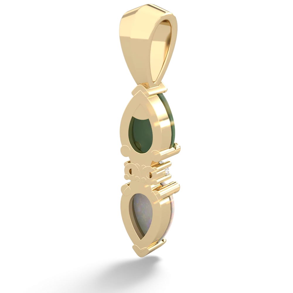 Jade Bowtie Drop 14K Yellow Gold pendant P0865