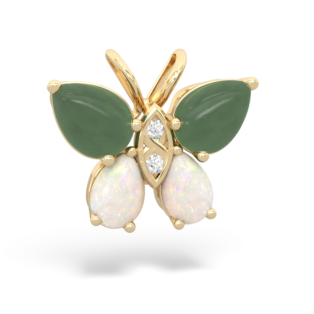 Jade Butterfly 14K Yellow Gold pendant P2215