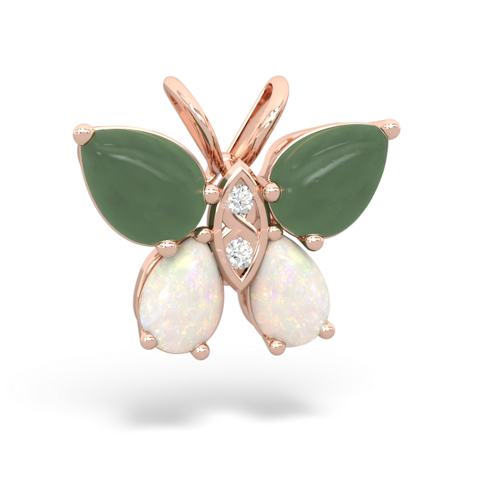 Jade Butterfly 14K Rose Gold pendant P2215