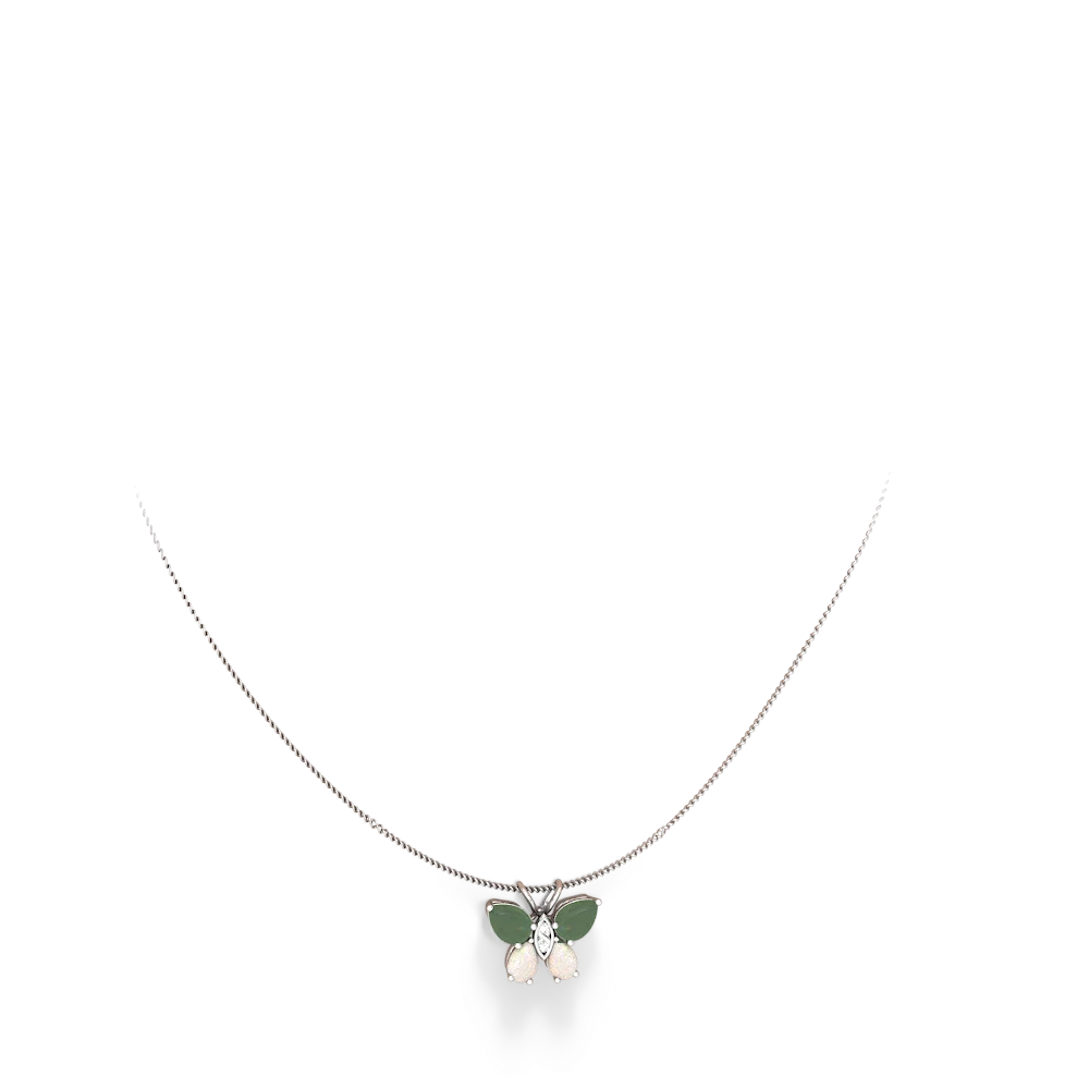 Jade Butterfly 14K White Gold pendant P2215