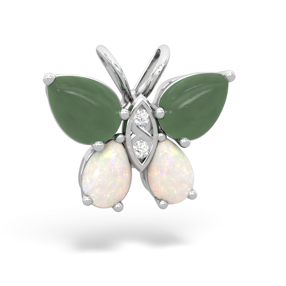 Jade Butterfly 14K White Gold pendant P2215