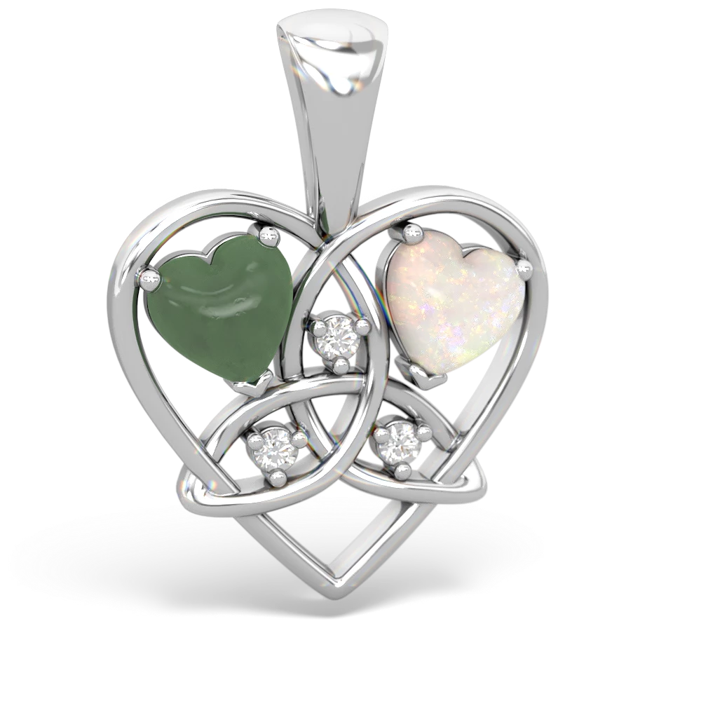 Jade Celtic Trinity Heart 14K White Gold pendant P5331