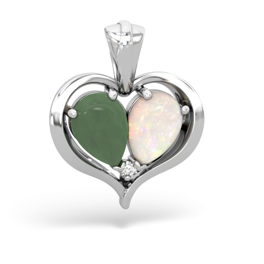 Jade Two Become One 14K White Gold pendant P5330