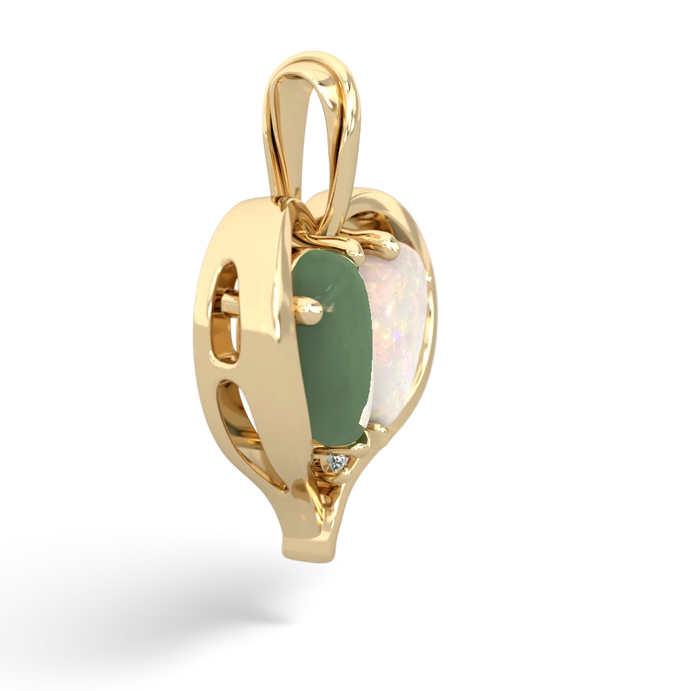 Jade Two Become One 14K Yellow Gold pendant P5330