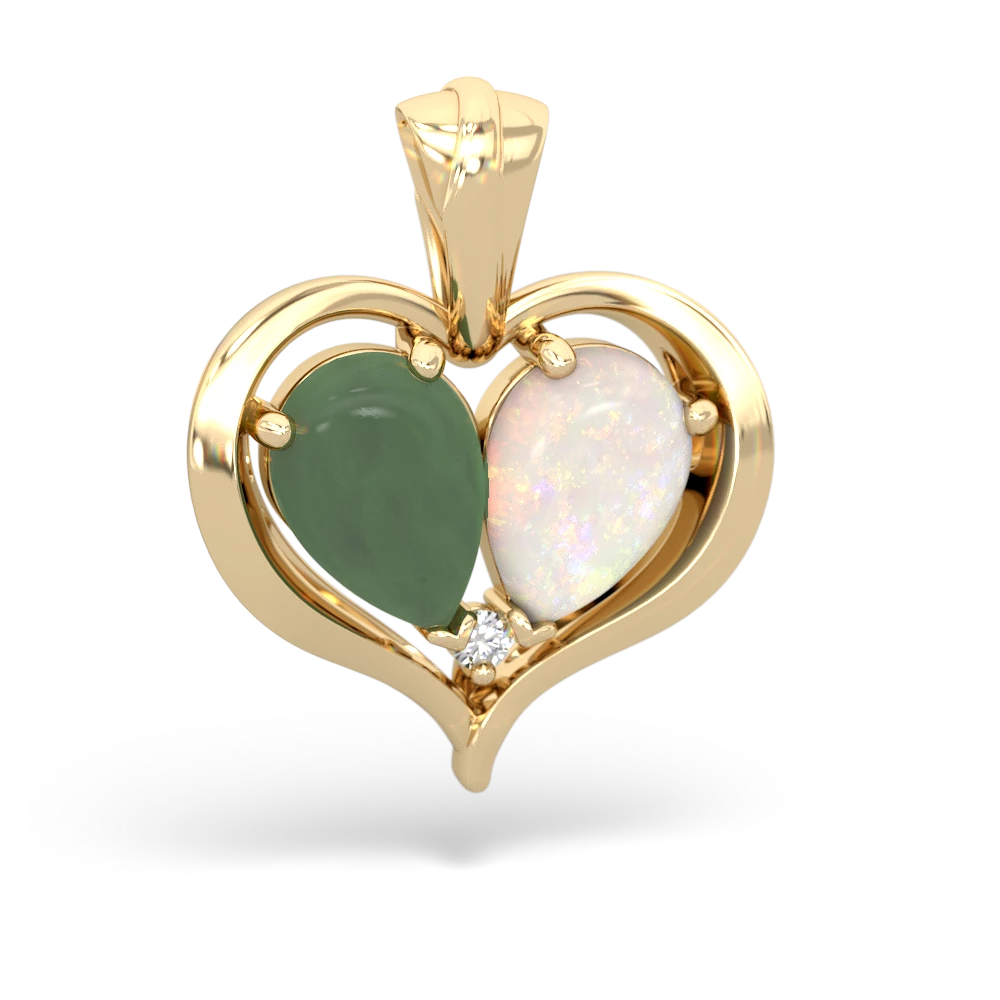 Jade Two Become One 14K Yellow Gold pendant P5330