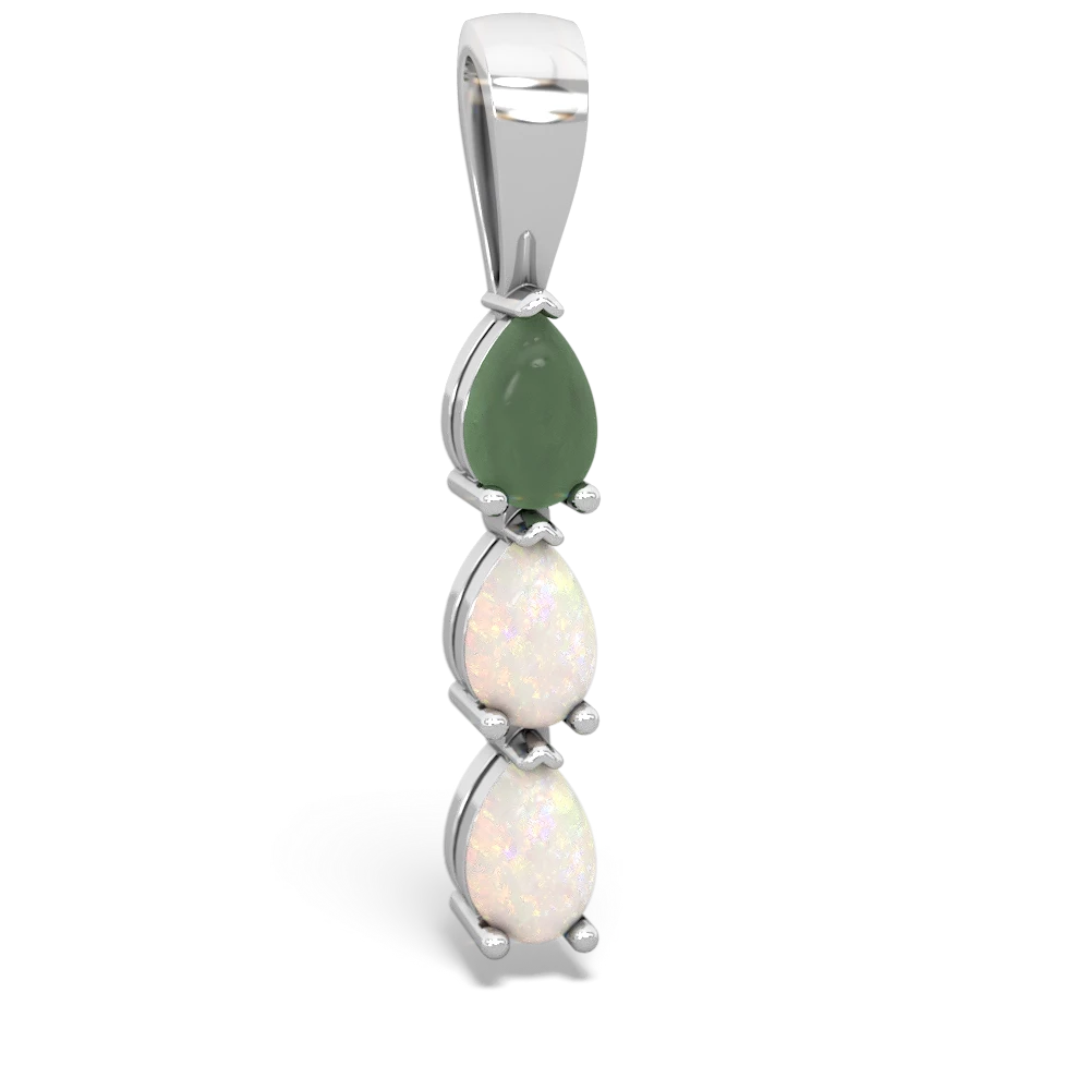 Jade Dew Drops 14K White Gold pendant P2251