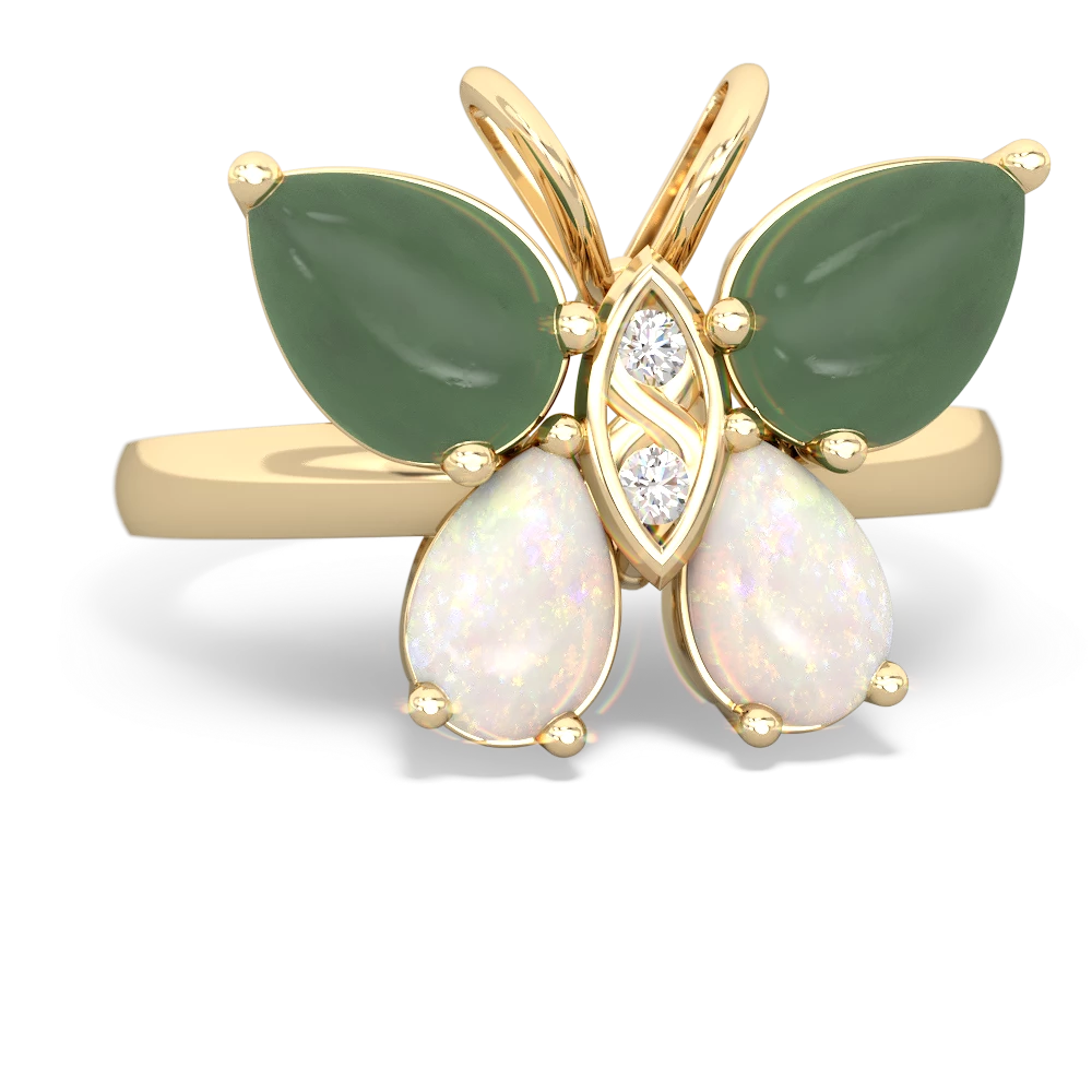 Jade Butterfly 14K Yellow Gold ring R2215