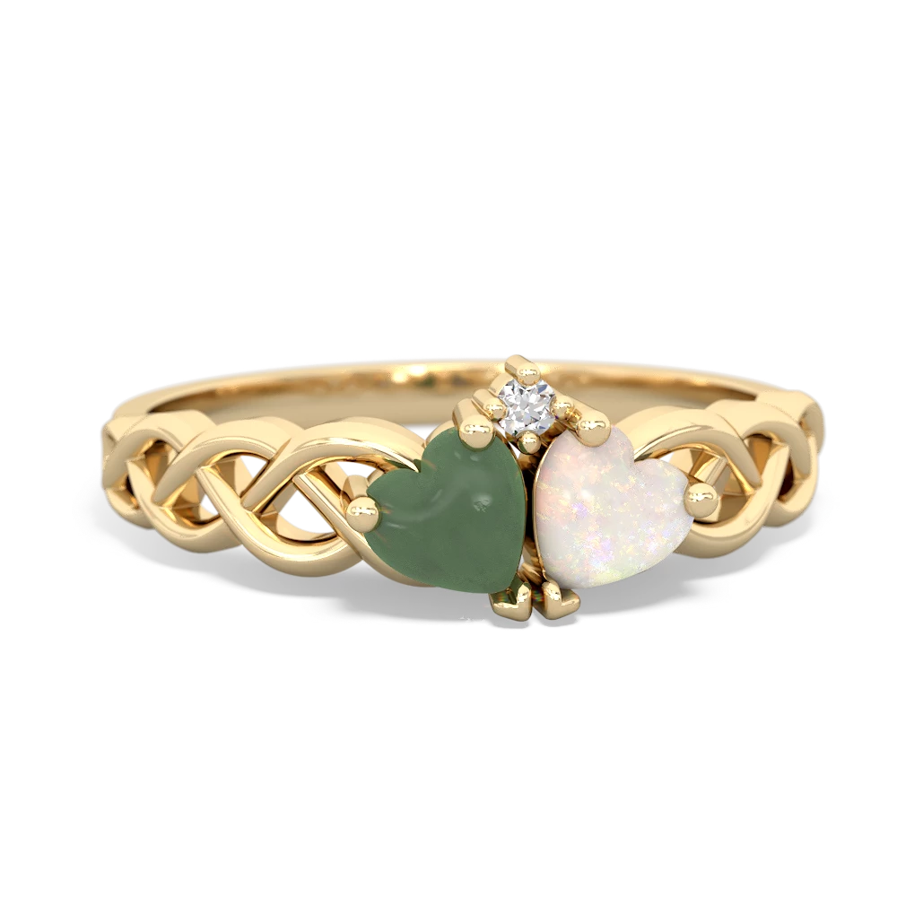 Jade Heart To Heart Braid 14K Yellow Gold ring R5870