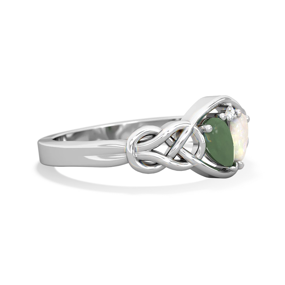 Jade Celtic Love Knot 14K White Gold ring R5420