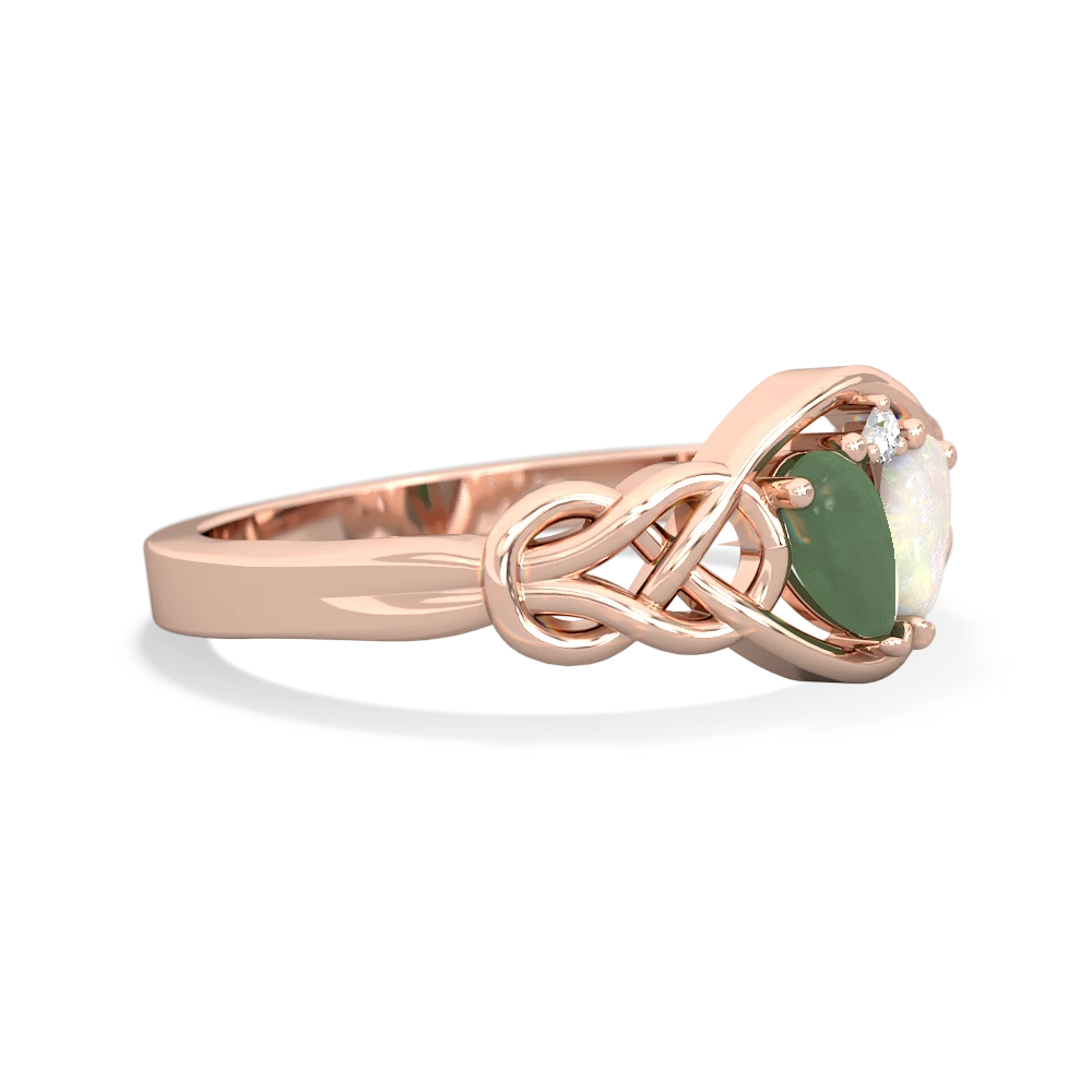 Jade Celtic Love Knot 14K Rose Gold ring R5420