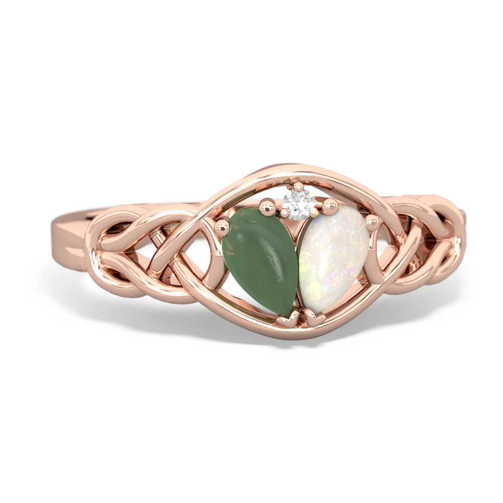 Jade Celtic Love Knot 14K Rose Gold ring R5420