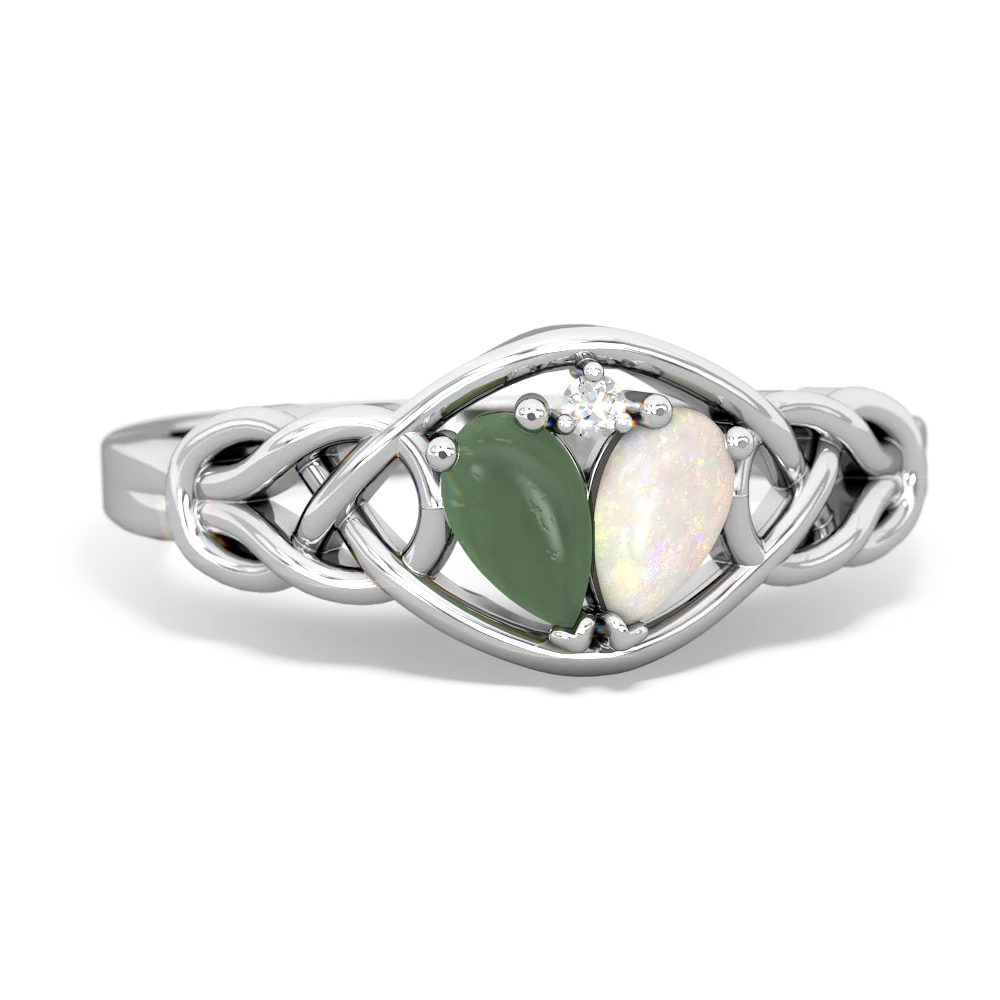 Jade Celtic Love Knot 14K White Gold ring R5420