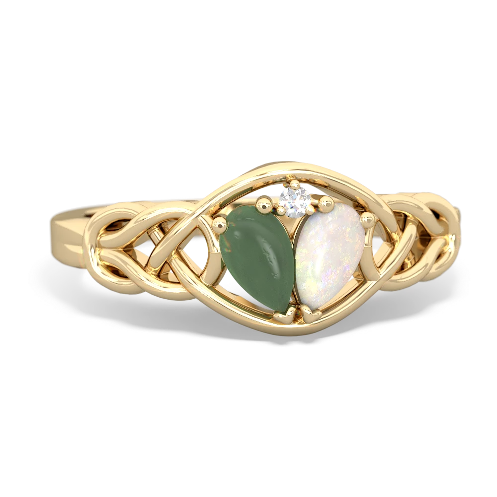 Jade Celtic Love Knot 14K Yellow Gold ring R5420