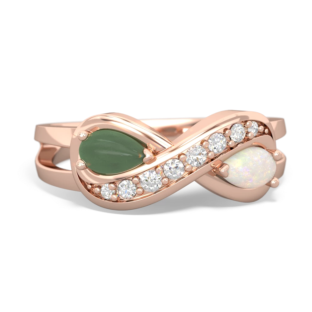 Jade Diamond Infinity 14K Rose Gold ring R5390