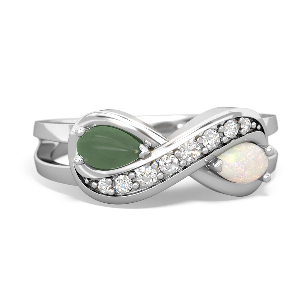 Jade Diamond Infinity 14K White Gold ring R5390