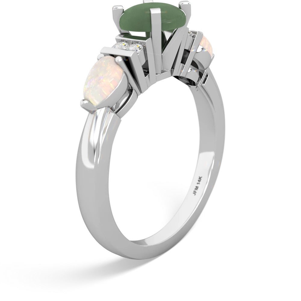 Jade 6Mm Round Eternal Embrace Engagement 14K White Gold ring R2005