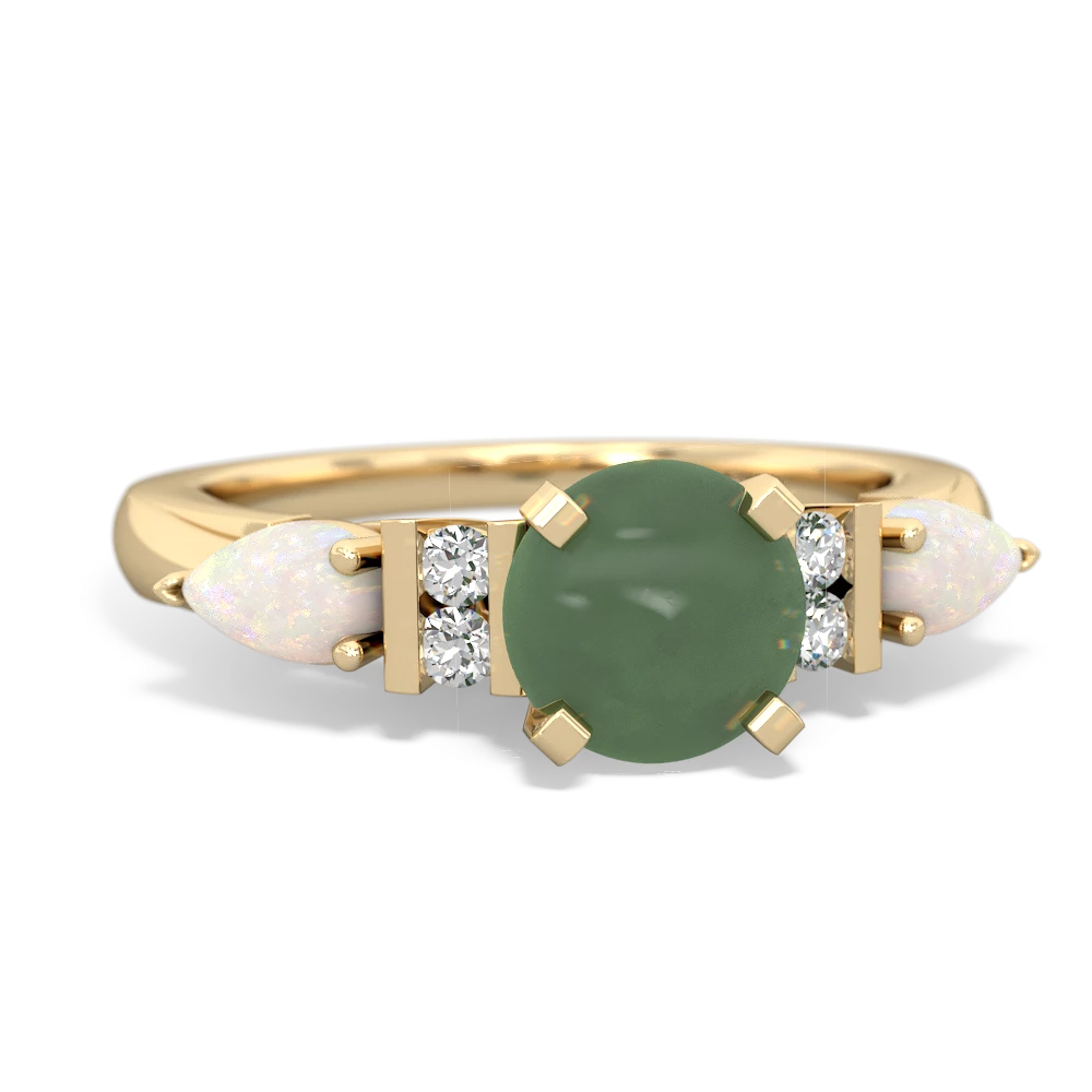 Jade 6Mm Round Eternal Embrace Engagement 14K Yellow Gold ring R2005