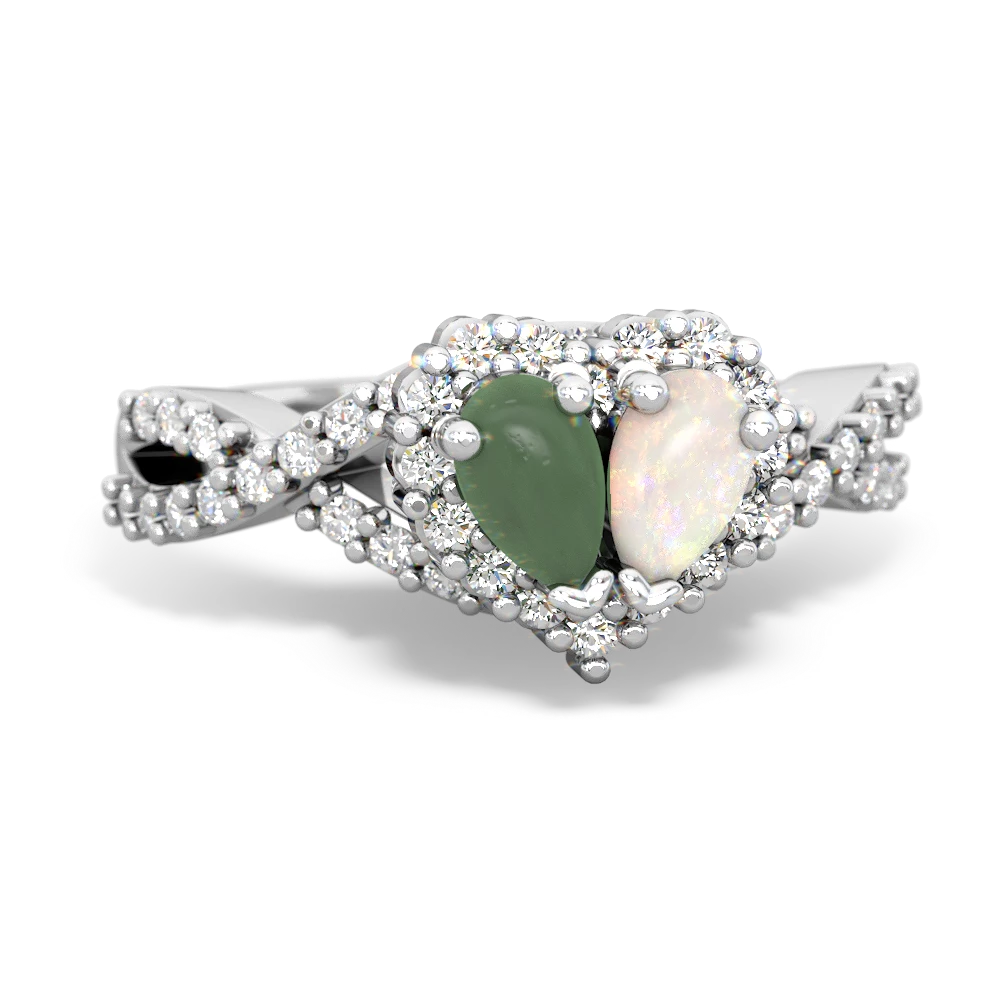 Jade Diamond Twist 'One Heart' 14K White Gold ring R2640HRT