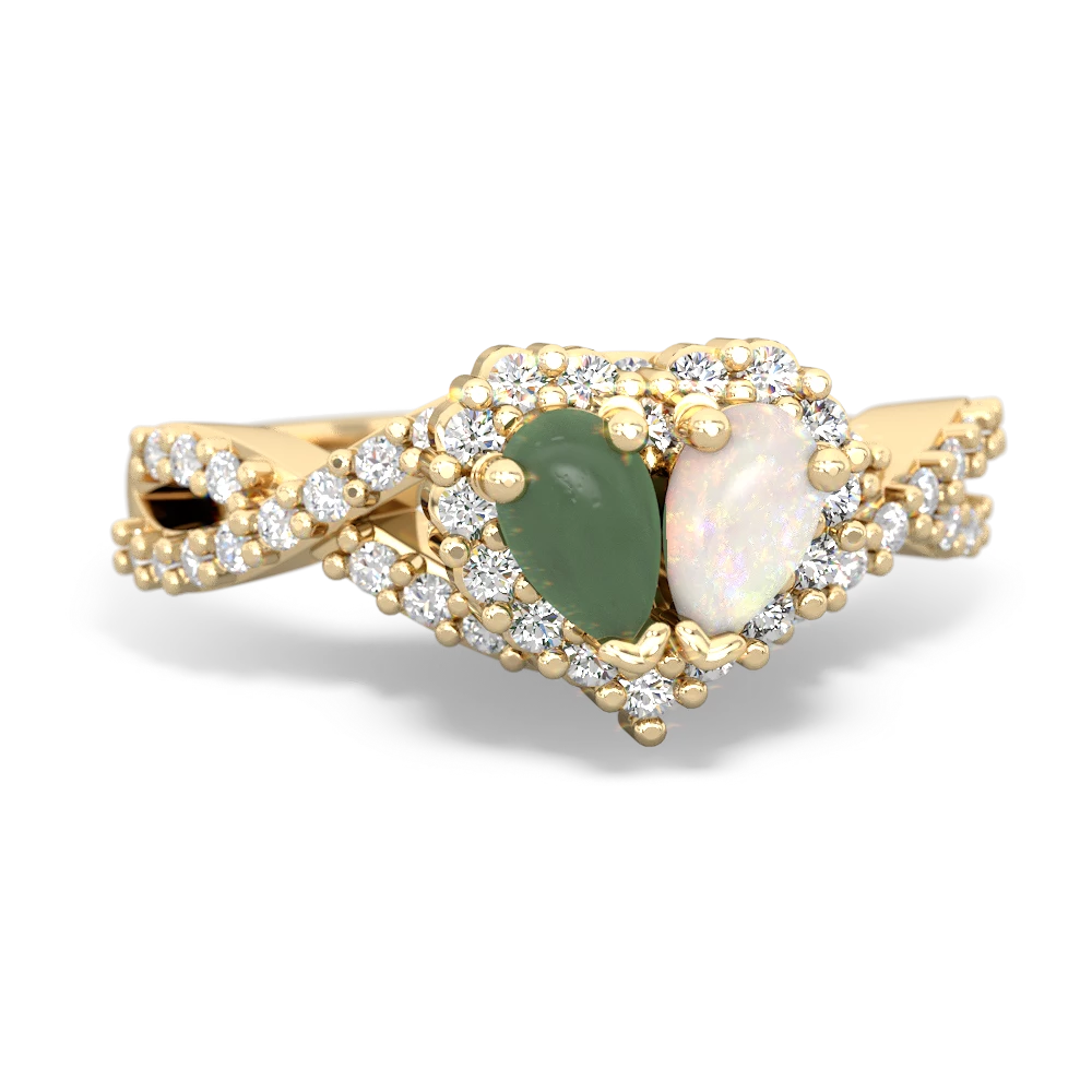 Jade Diamond Twist 'One Heart' 14K Yellow Gold ring R2640HRT