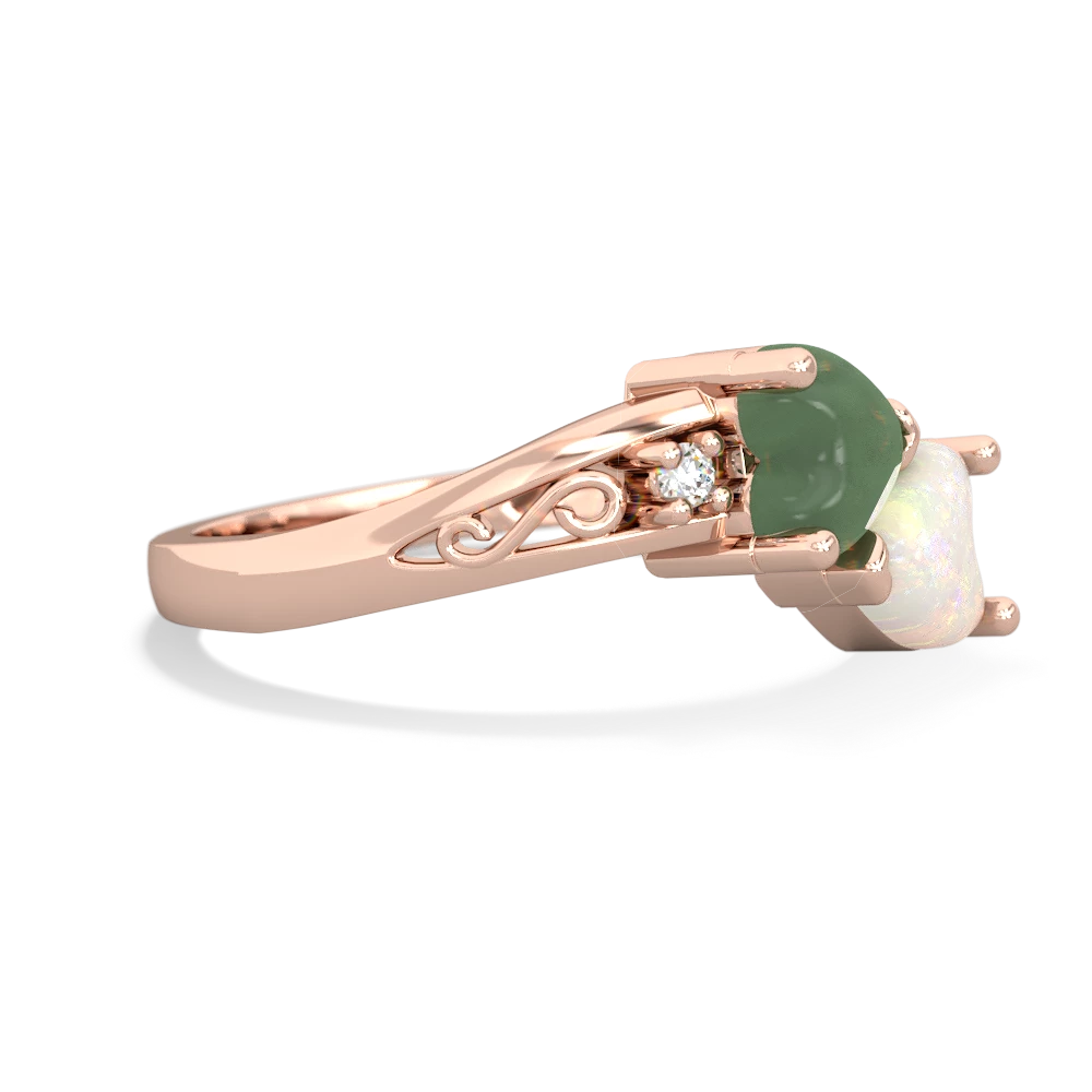 Jade Snuggling Hearts 14K Rose Gold ring R2178