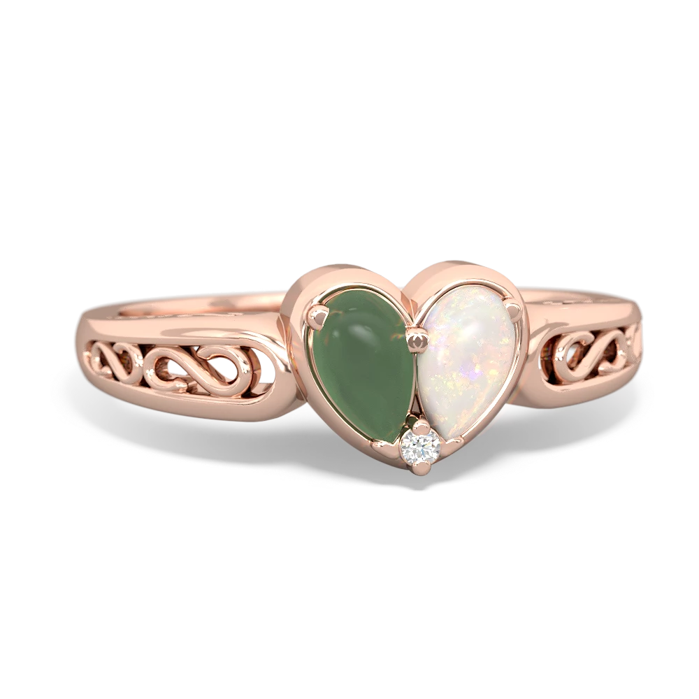 Jade Filligree 'One Heart' 14K Rose Gold ring R5070