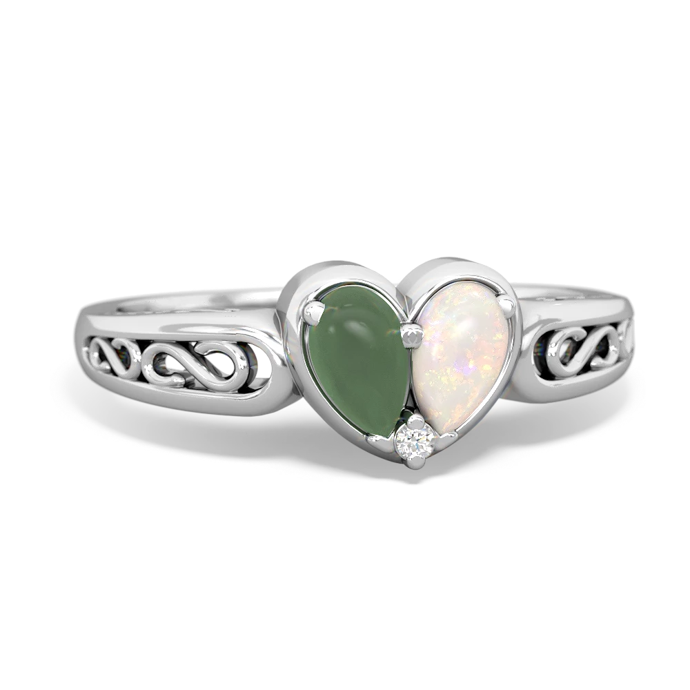 Jade Filligree 'One Heart' 14K White Gold ring R5070