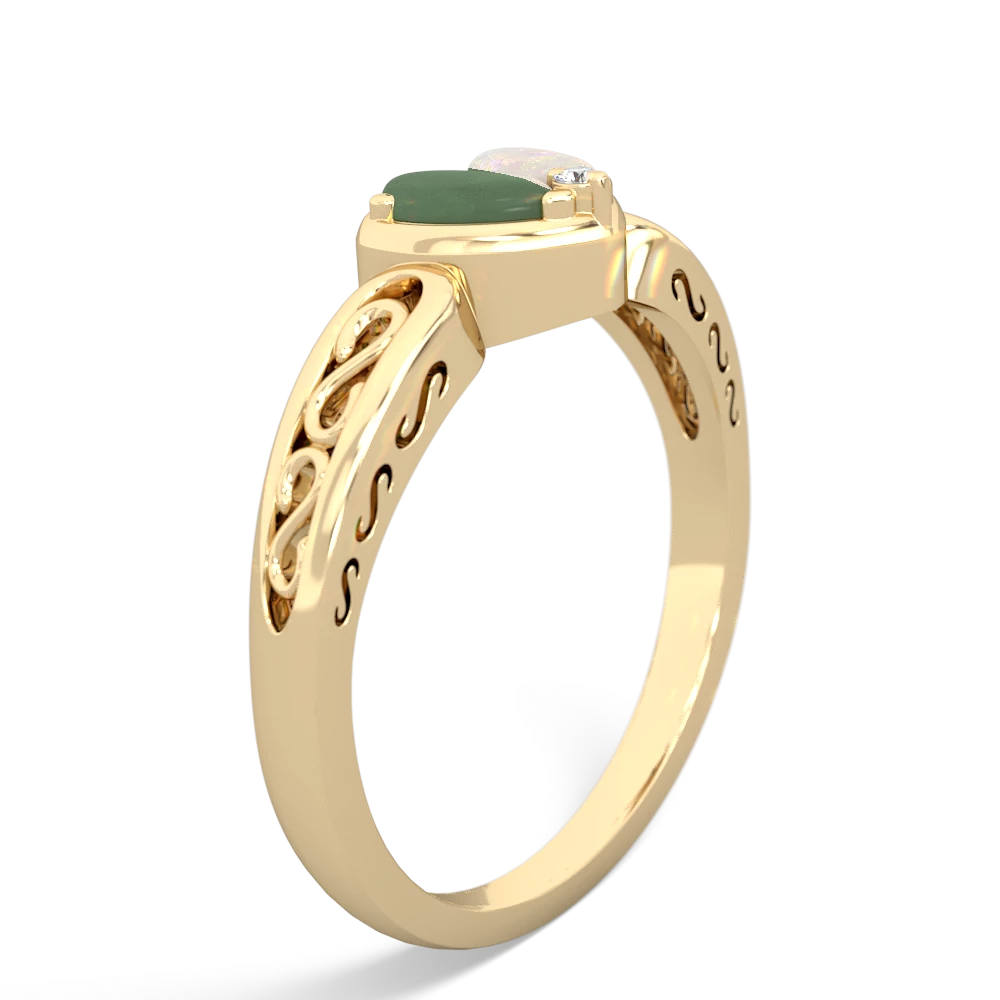 Jade Filligree 'One Heart' 14K Yellow Gold ring R5070