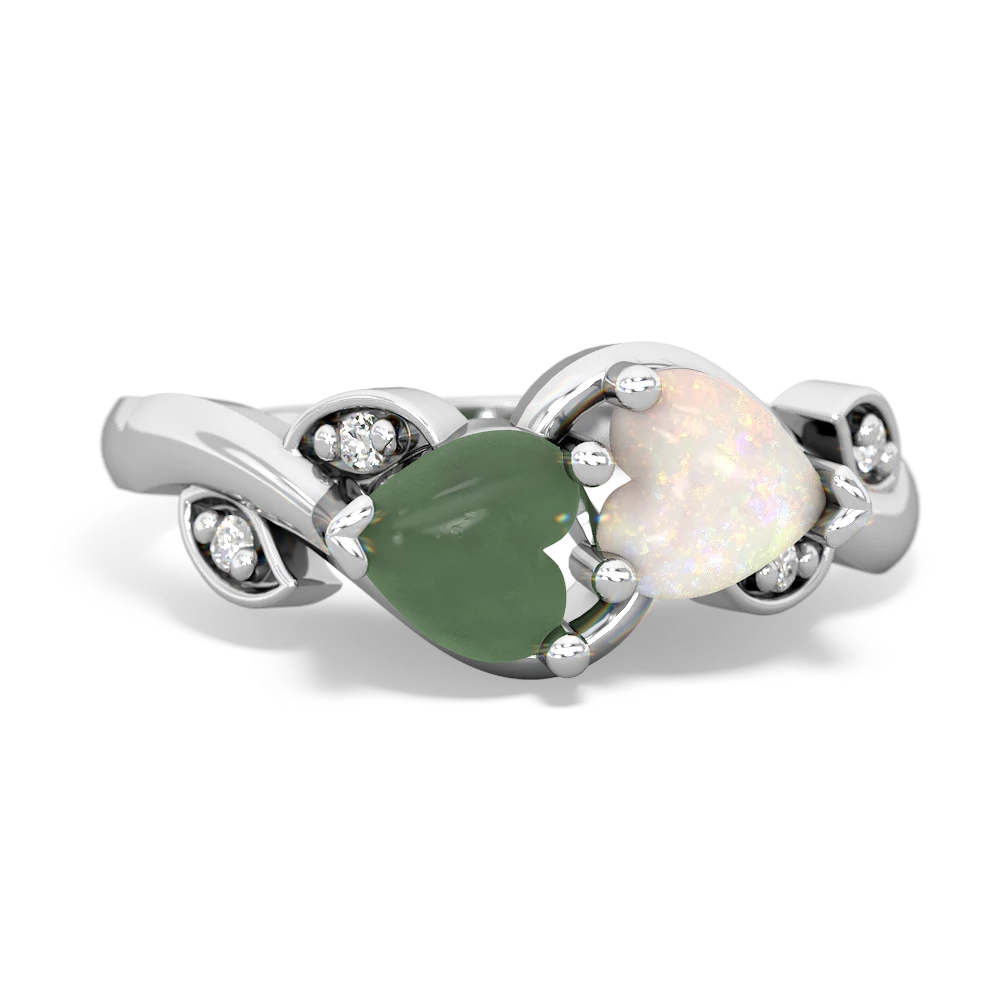 Jade Floral Elegance 14K White Gold ring R5790
