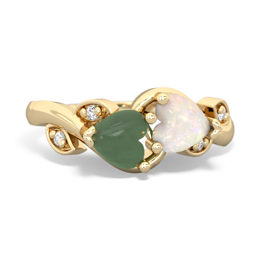 Jade Floral Elegance 14K Yellow Gold ring R5790