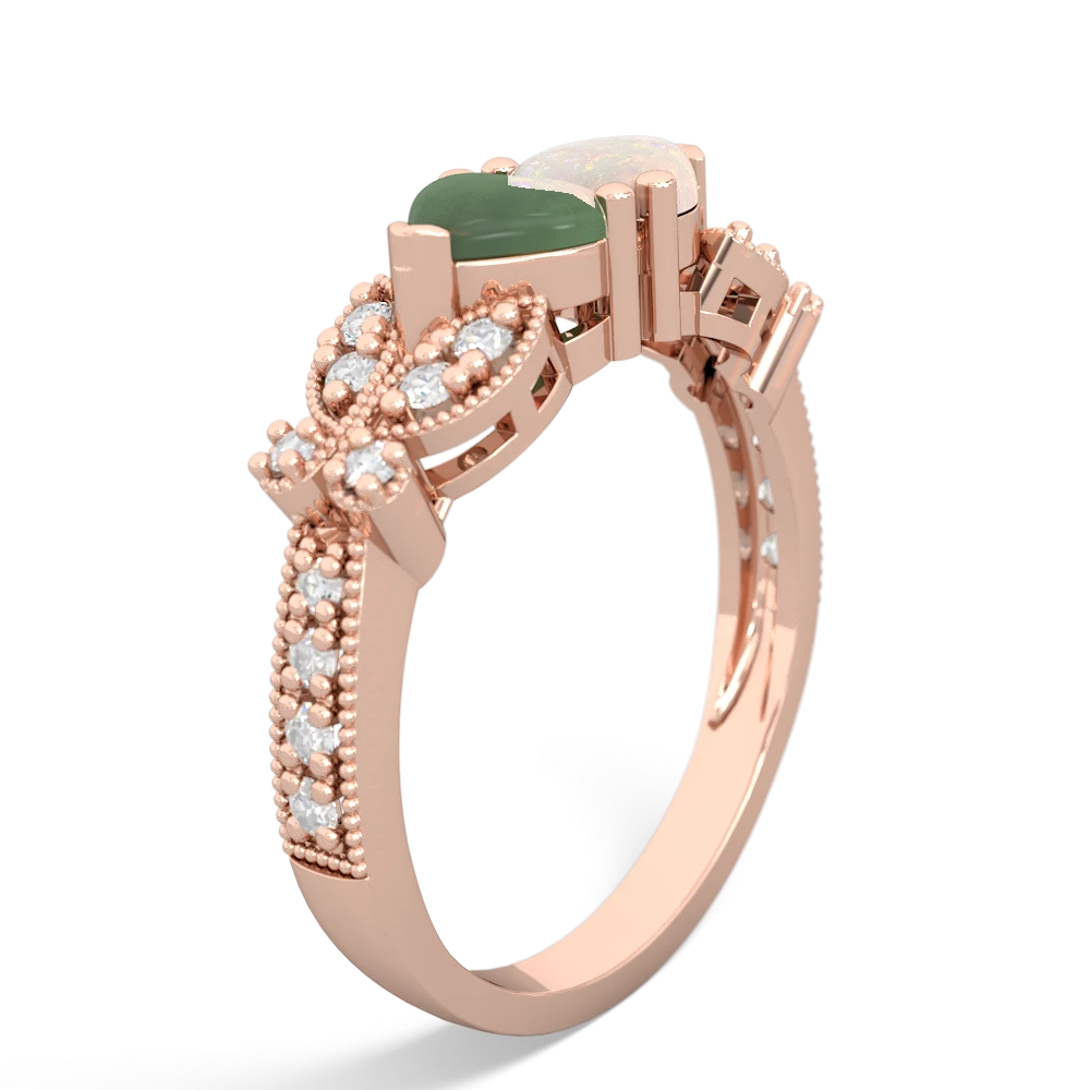 Jade Diamond Butterflies 14K Rose Gold ring R5601