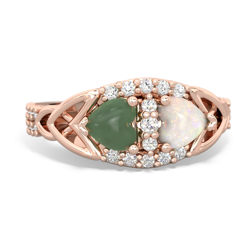 Jade Sparkling Celtic Knot 14K Rose Gold ring R2645
