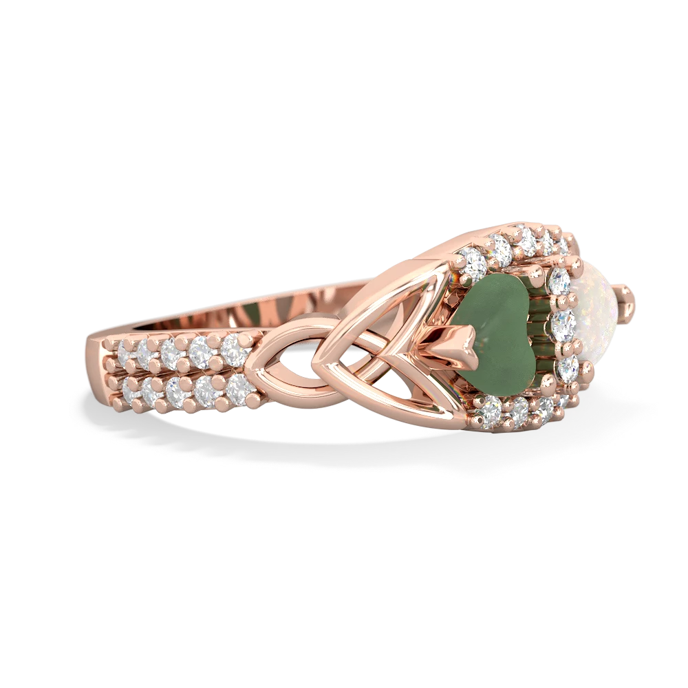 Jade Sparkling Celtic Knot 14K Rose Gold ring R2645