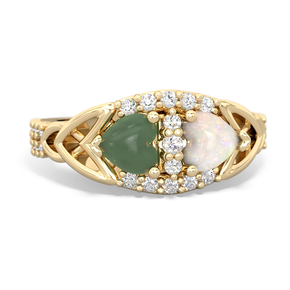 Jade Sparkling Celtic Knot 14K Yellow Gold ring R2645