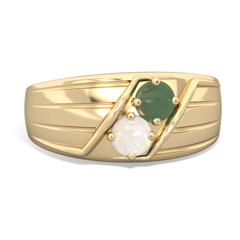 Jade Men's Streamline 14K Yellow Gold ring R0460