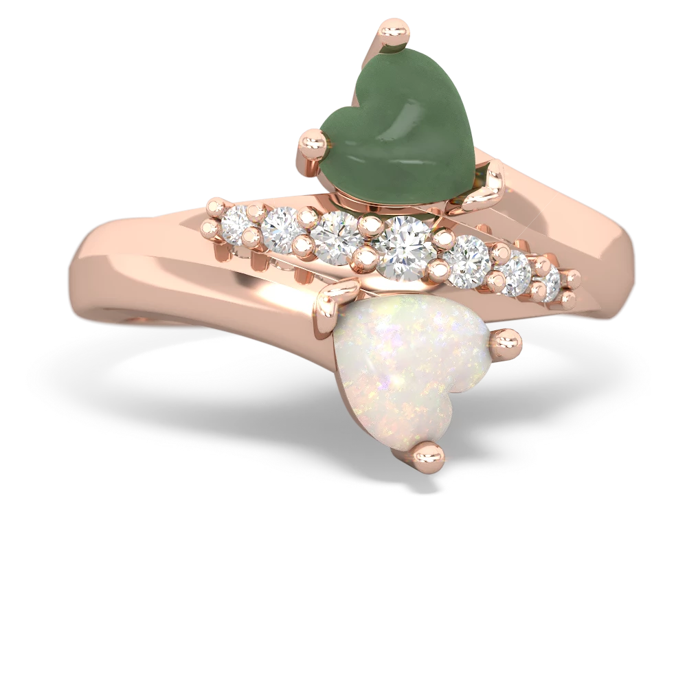 Jade Heart To Heart 14K Rose Gold ring R2064