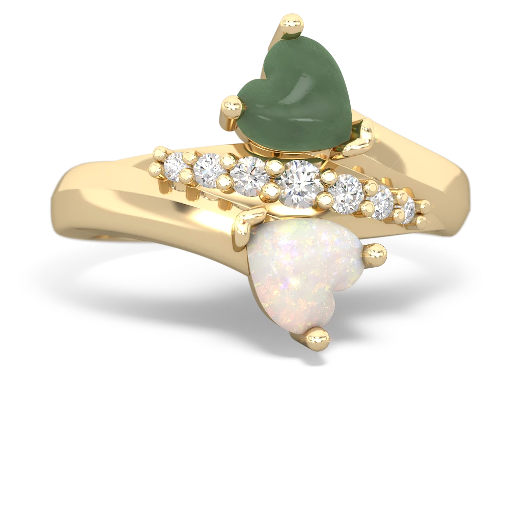 Jade Heart To Heart 14K Yellow Gold ring R2064