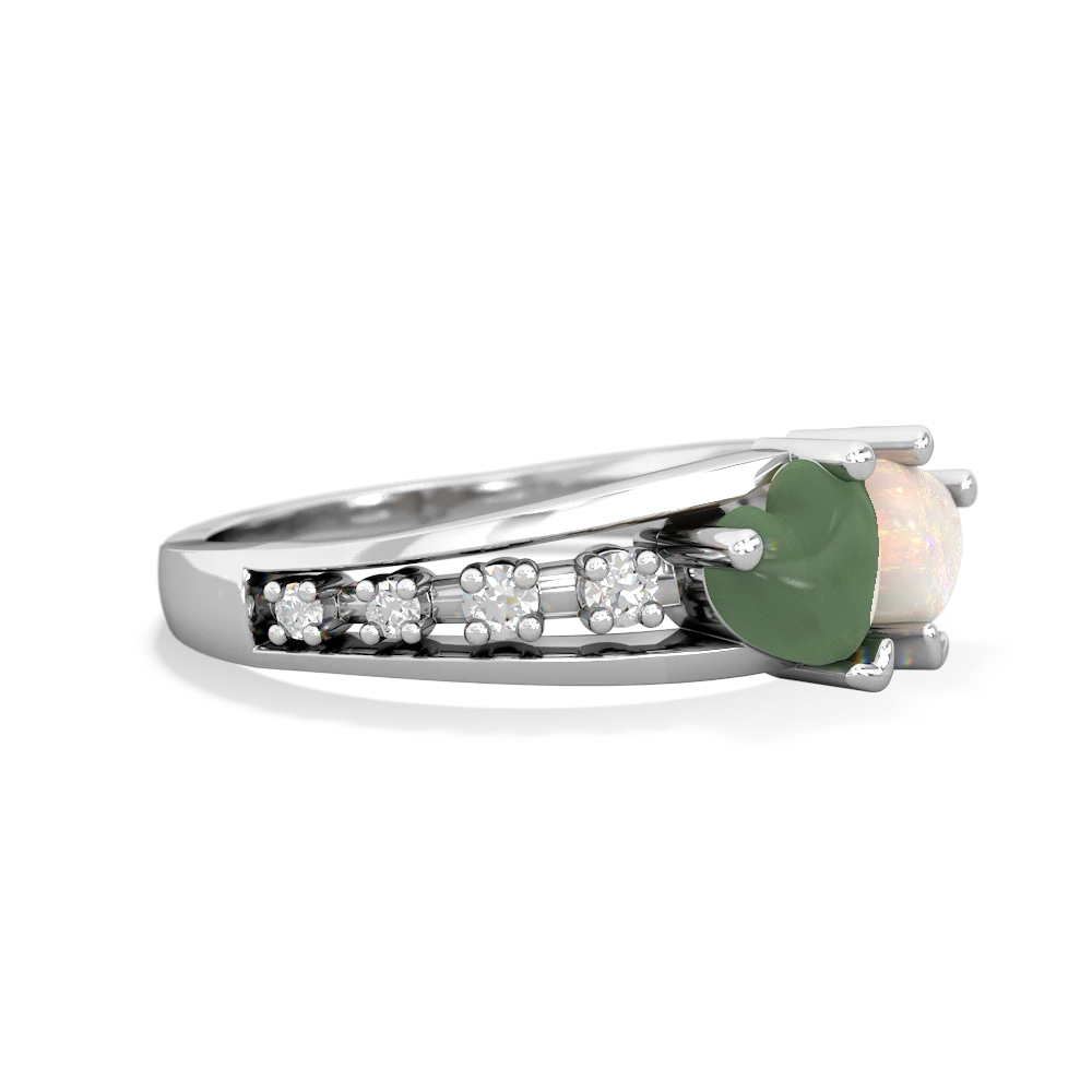 Jade Heart To Heart 14K White Gold ring R3342