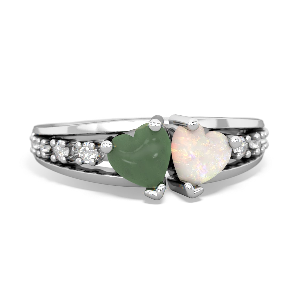 Jade Heart To Heart 14K White Gold ring R3342