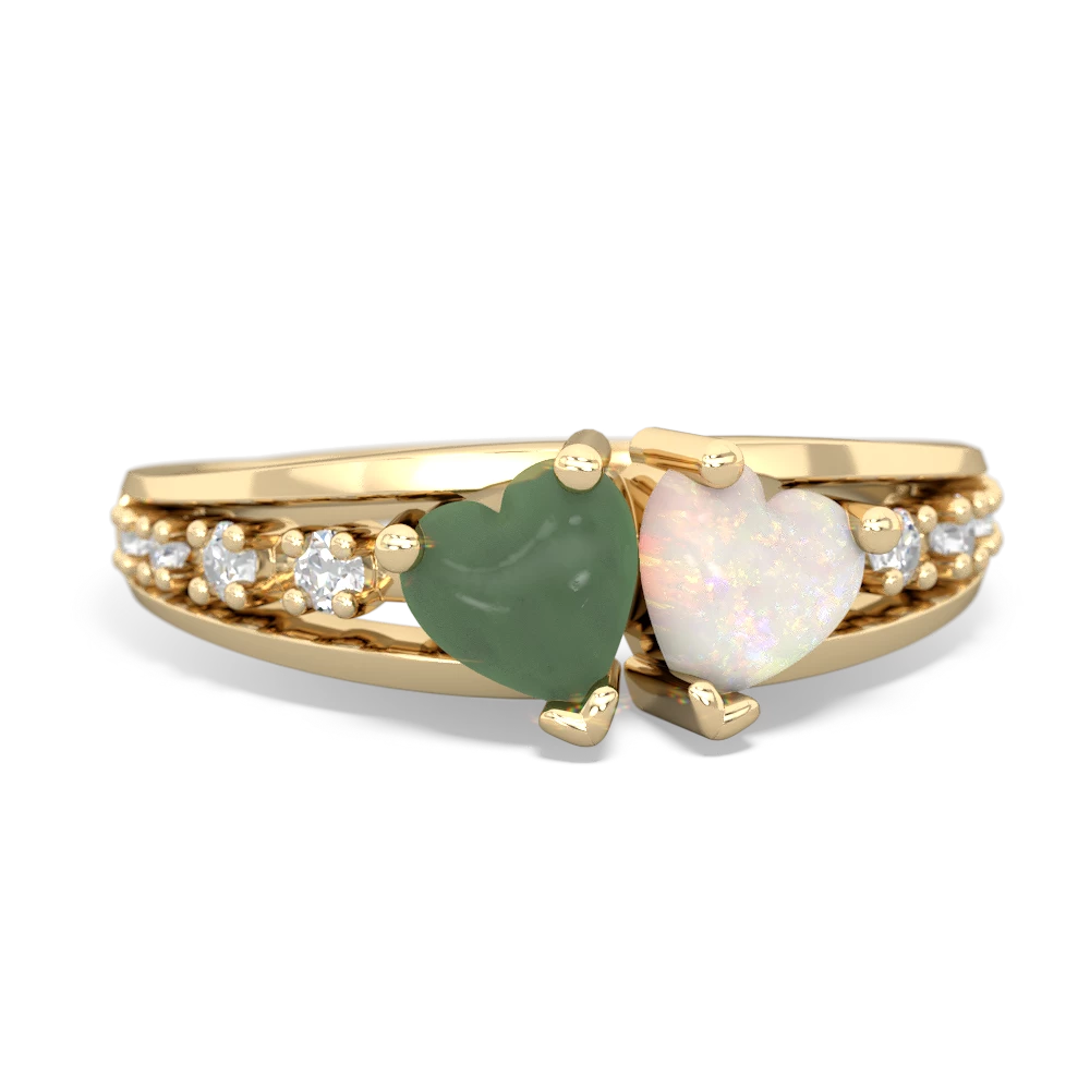 Jade Heart To Heart 14K Yellow Gold ring R3342