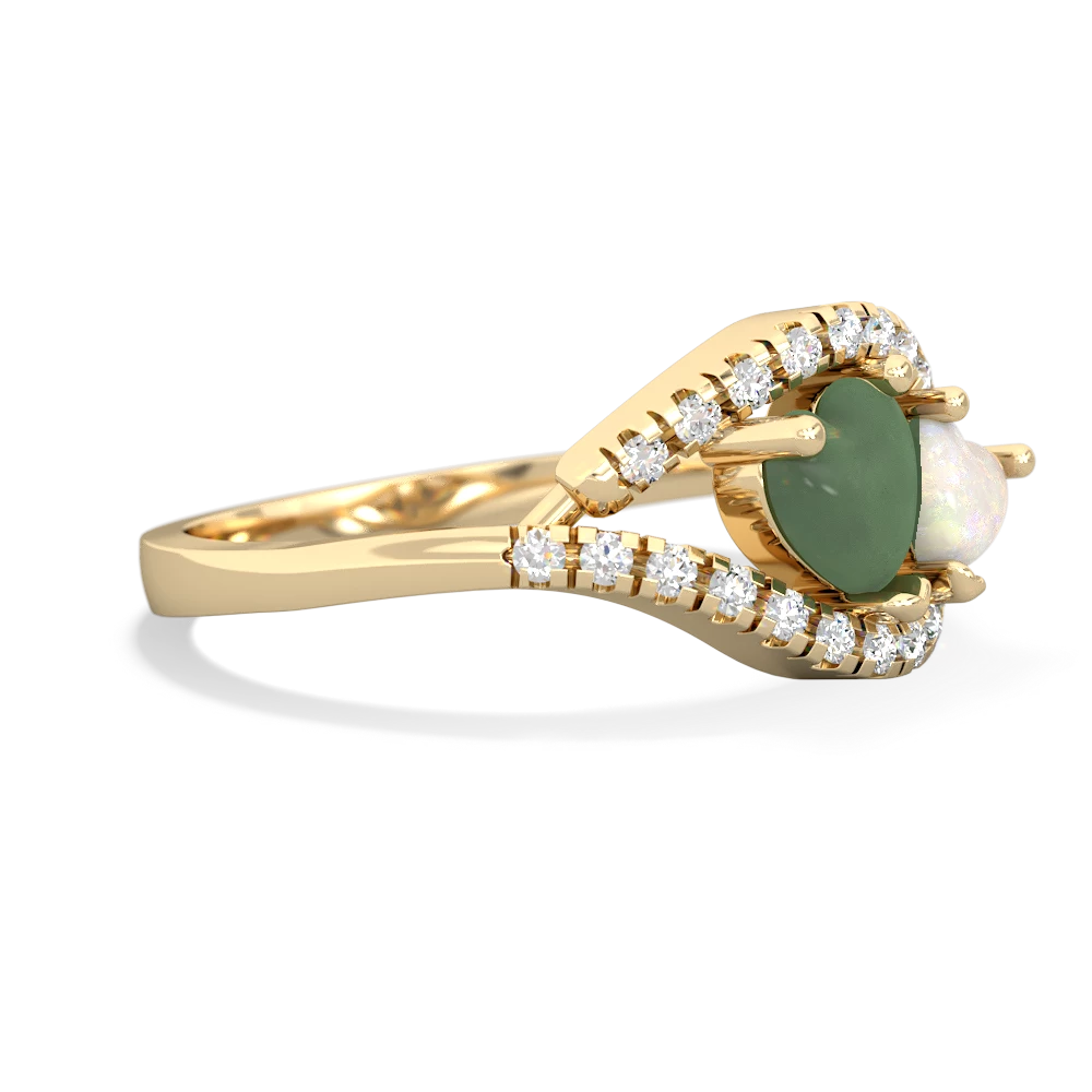 Jade Mother And Child 14K Yellow Gold ring R3010