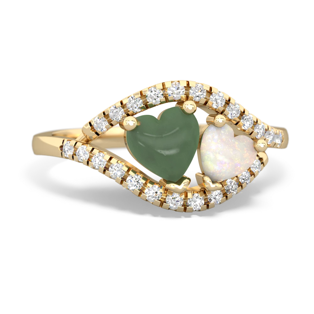 Jade Mother And Child 14K Yellow Gold ring R3010