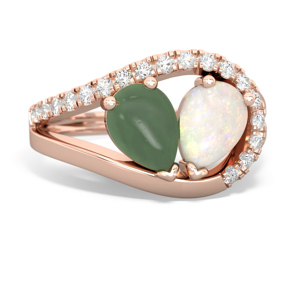 Jade Nestled Heart Keepsake 14K Rose Gold ring R5650