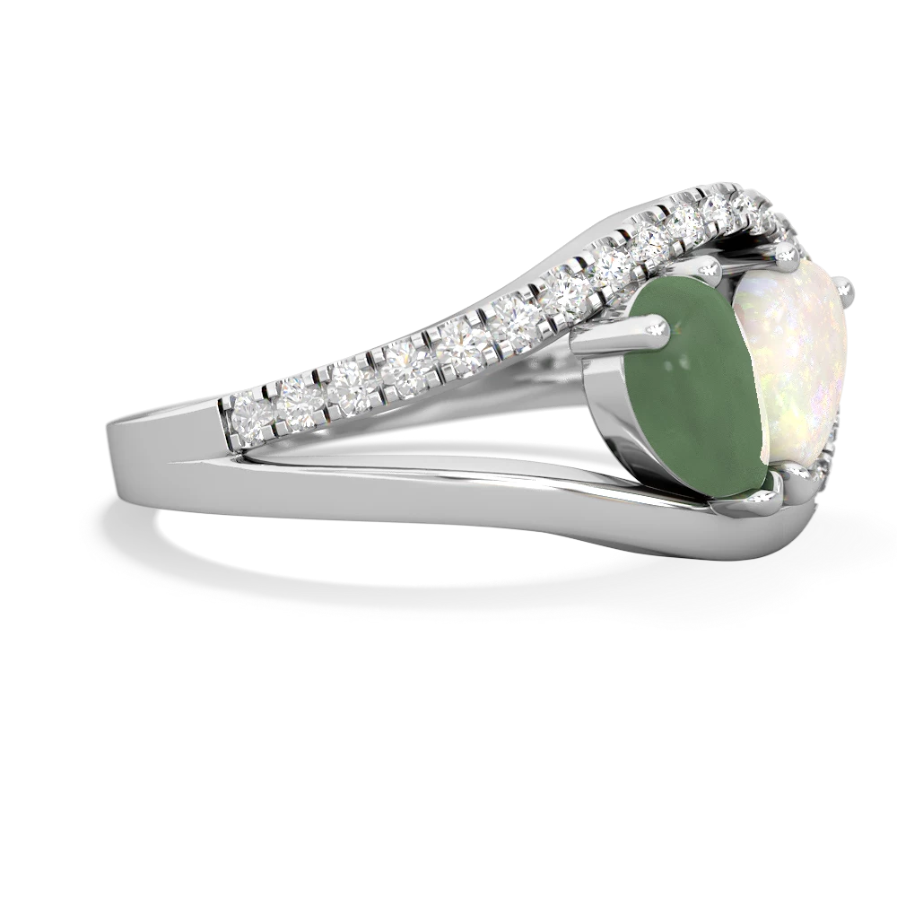 Jade Nestled Heart Keepsake 14K White Gold ring R5650