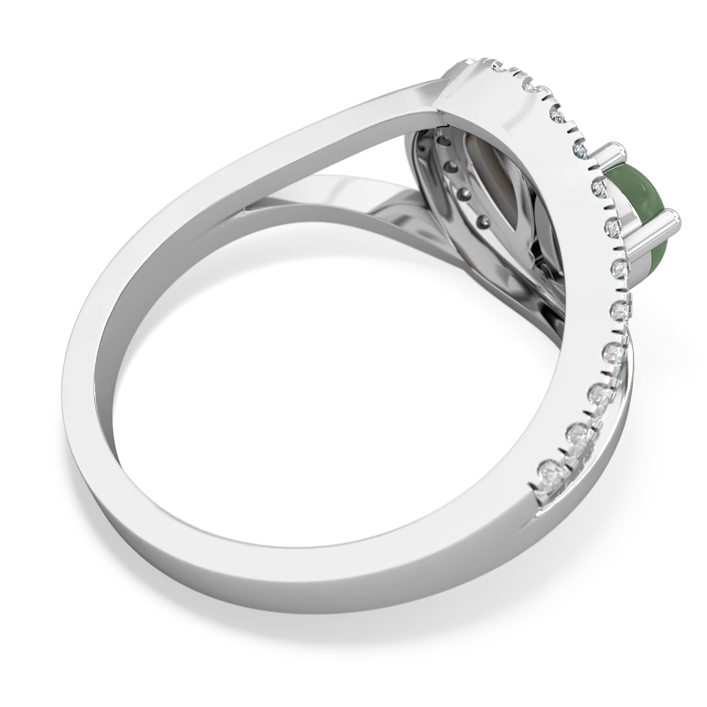 Jade Nestled Heart Keepsake 14K White Gold ring R5650