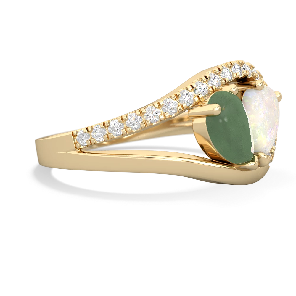 Jade Nestled Heart Keepsake 14K Yellow Gold ring R5650