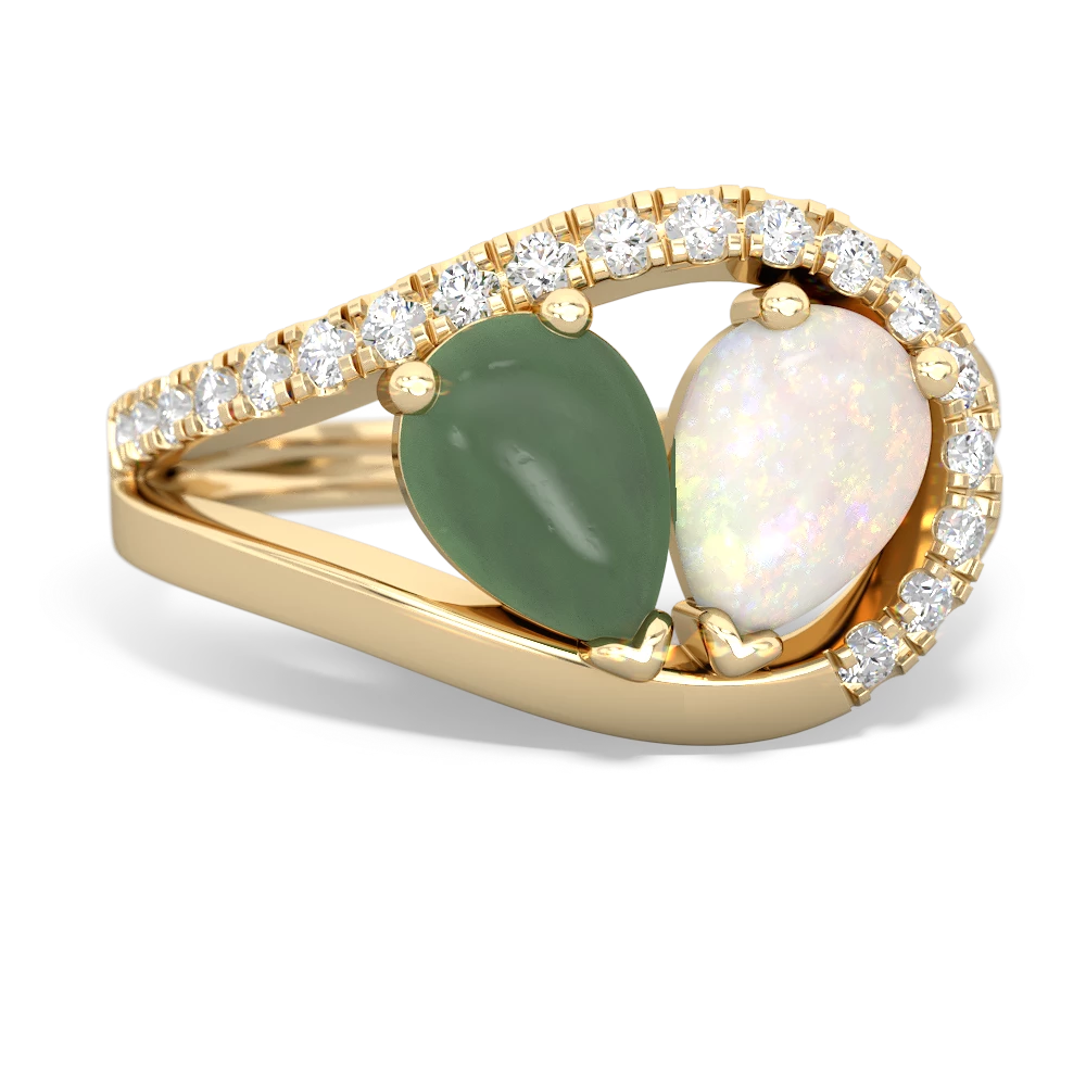 Jade Nestled Heart Keepsake 14K Yellow Gold ring R5650