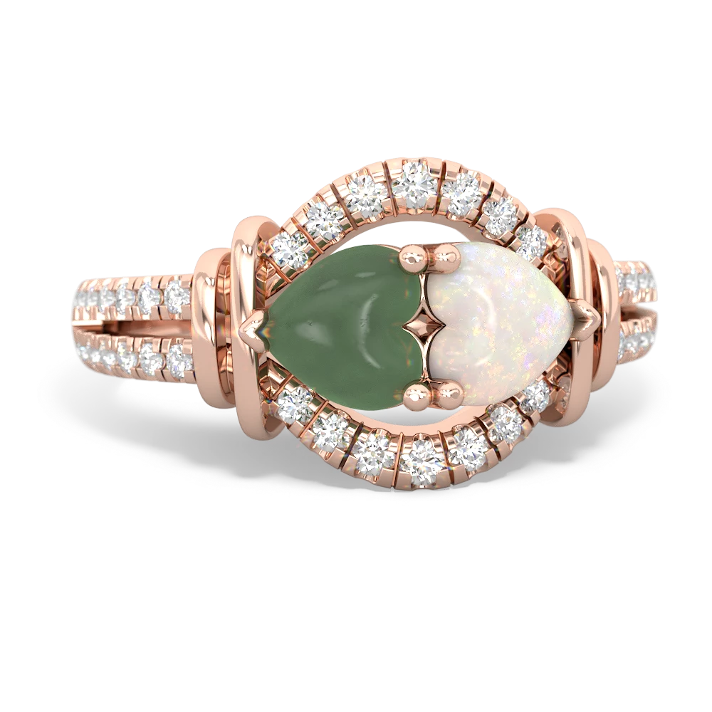 Jade Art-Deco Keepsake 14K Rose Gold ring R5630