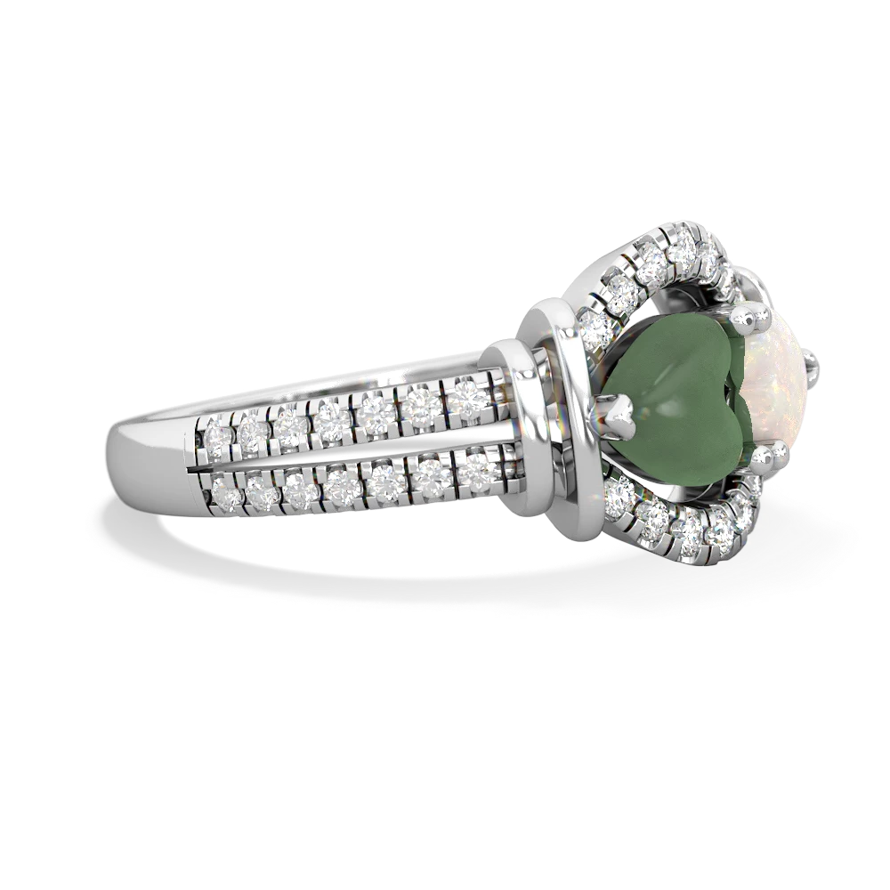 Jade Art-Deco Keepsake 14K White Gold ring R5630