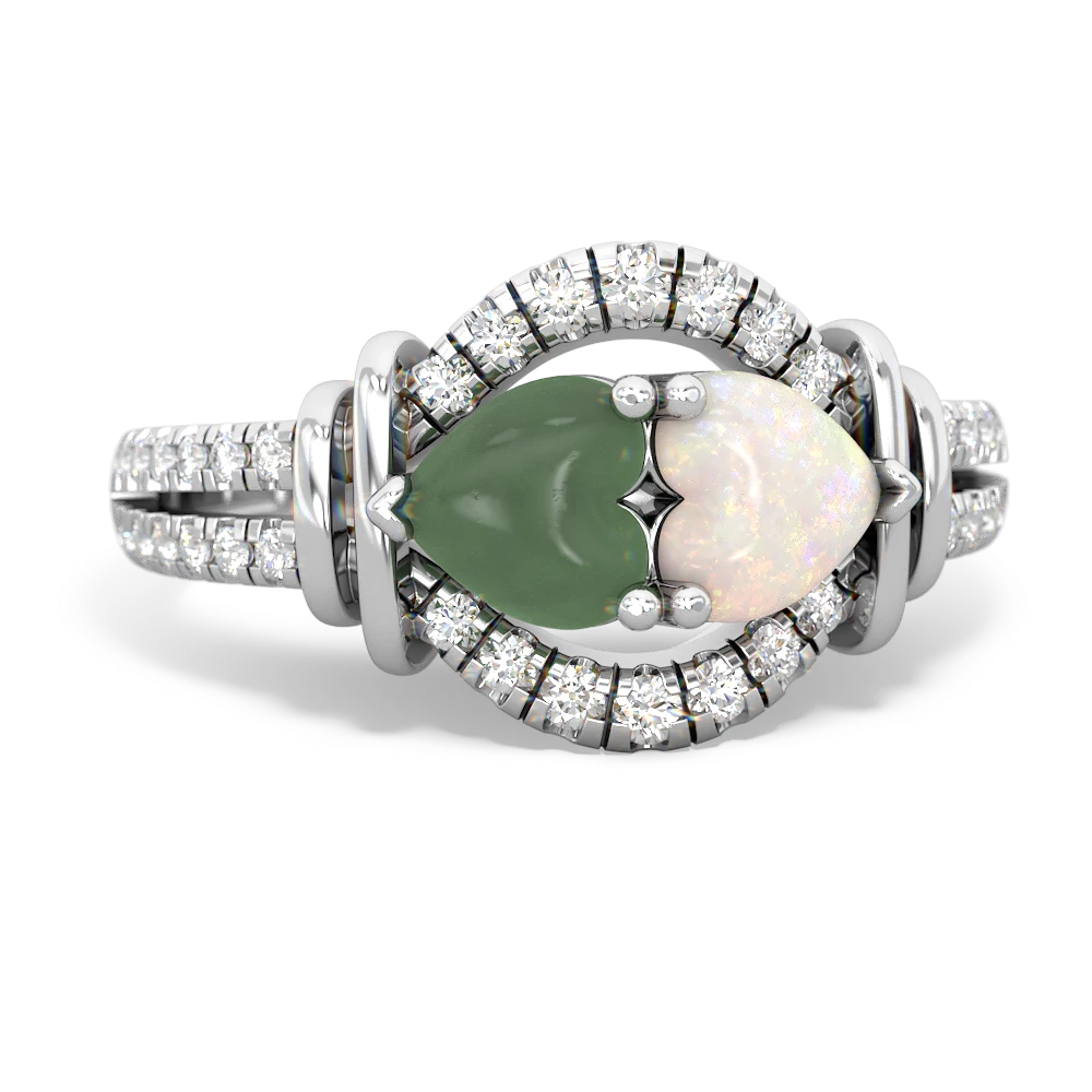 Jade Art-Deco Keepsake 14K White Gold ring R5630